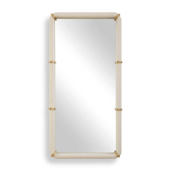 Cyprus White Leather Mirror - Size: 112H x 56W x 6D (cm) - Contemporary style
