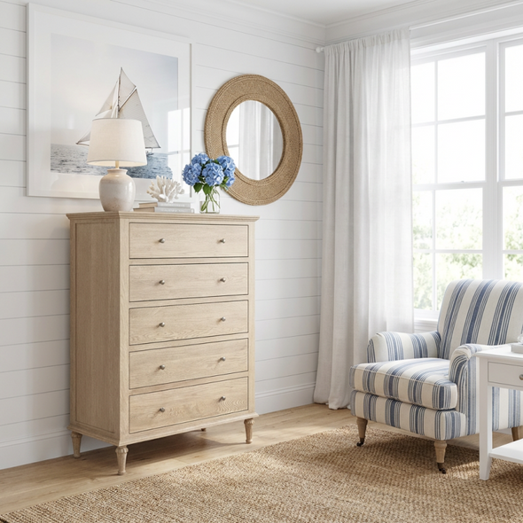 Bordeaux Weathered Oak Tallboy Bedroom Furniture - HL643-105