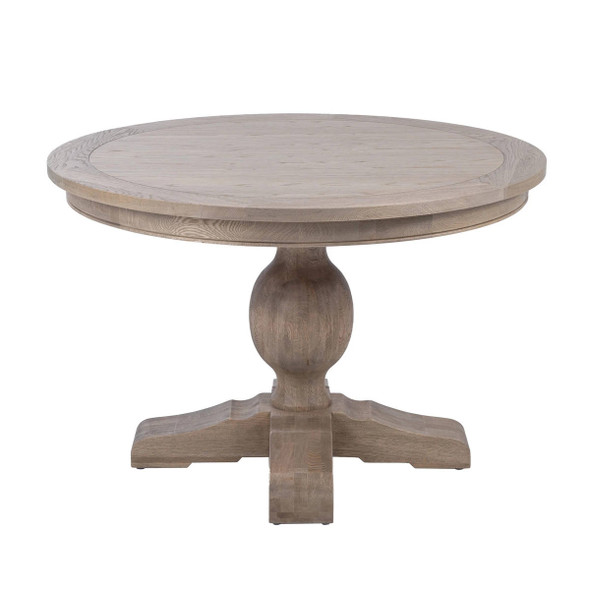 Lisbon Round Dining Table 120Cm - Weathered Oak - Hamptons style
