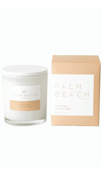 Palm Beach Collection Lilies & Leather Scented Soy Candle 420g
