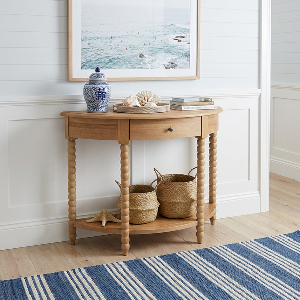 Belleville Bobbin Curved Console Small - Natural Oak - French Provincial style