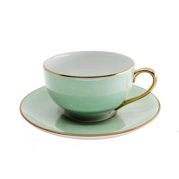 Limoges Legle Tea Cup & Saucer - Celadon Green 
