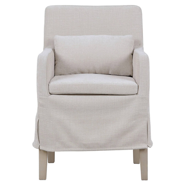 Bilboa Slipcover Arm Dining Chair - Sandbar / Thames Natural - Mid-Century Modern style