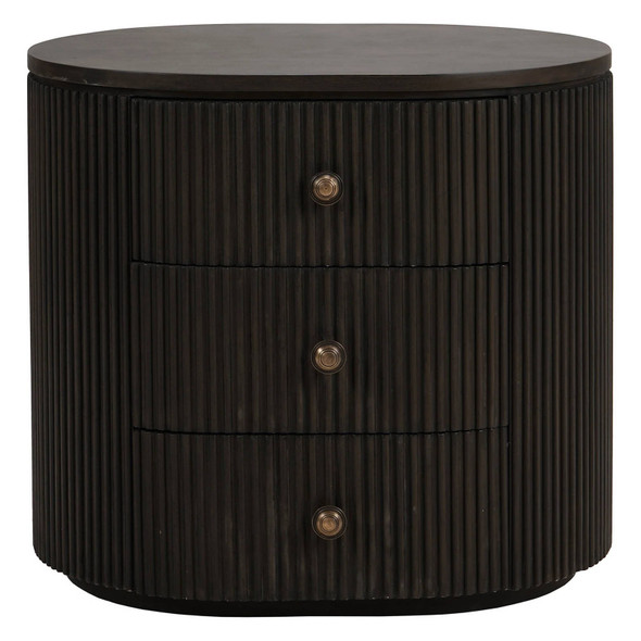 Kraton Oval Bedside Table - Grey Oak - Mid-Century Modern style