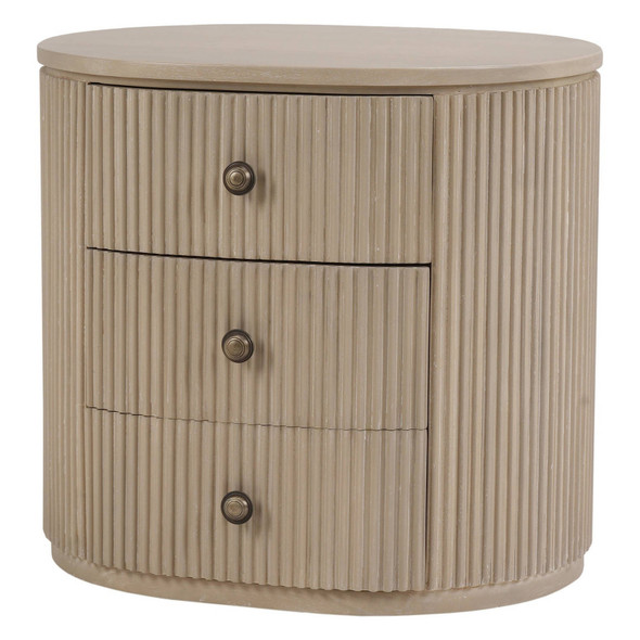 Kraton Oval Bedside Table - Sandbar - Solid Timber Mid-Century Modern style Bedroom furniture