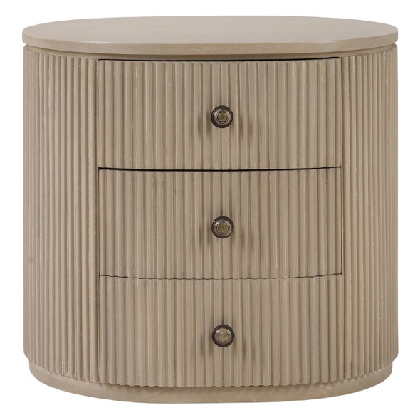 Kraton Oval Bedside Table - Sandbar - Mid-Century Modern style