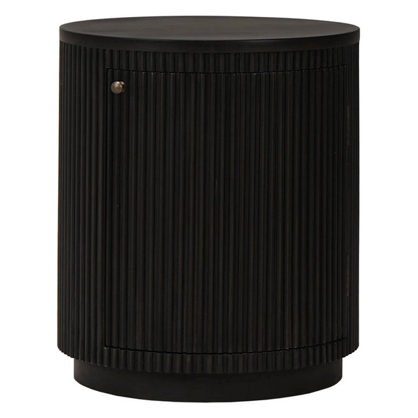 Kraton Small Round Bedside Table - Grey Oak - Mid-Century Modern style