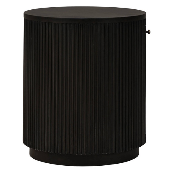 Kraton Small Round Bedside Table - Grey Oak Bedroom Furniture - 28475GYO