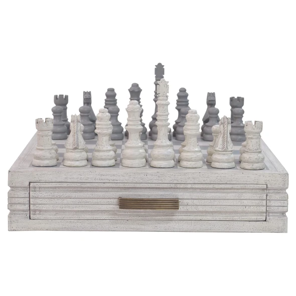 Anna Chess Set - Off White/ Grey  - Traditional style