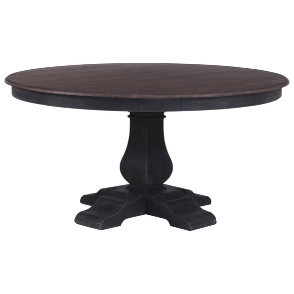 Miniature Round Trestle Table (Cheese Board) - Weathered Black / Sorrel Brown - French Provincial style