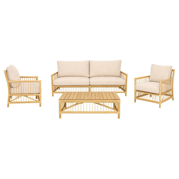 Kailani 4-Pc Lounge Set W/Cover - Light Bamboo - Resort style