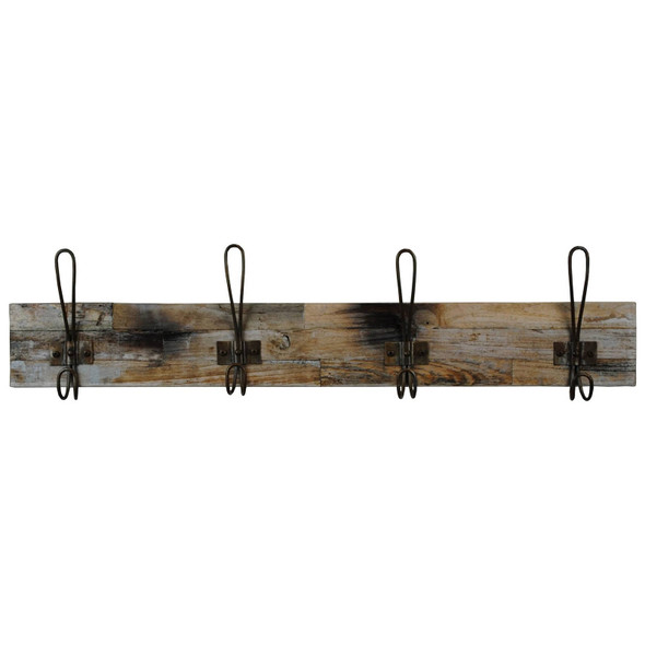 Brocante Teak Hanger-4 Hook - Driftwood - Countryside style