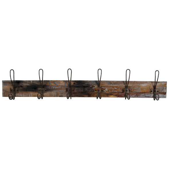 Brocante Teak Hanger-6 Hook - Driftwood - Countryside style