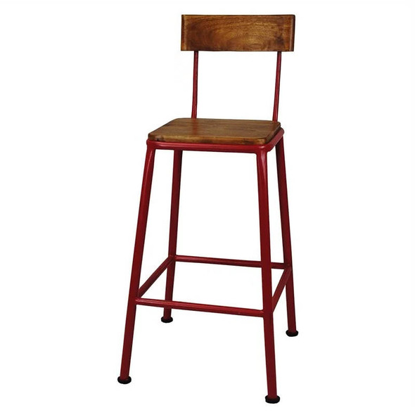 Tube Stool w/Back-Red - Industrial style