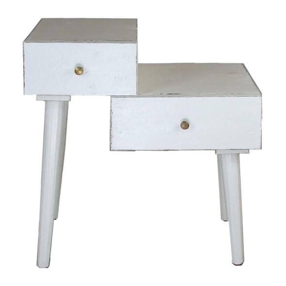 Cube Side Table - White - Mid-Century Modern style