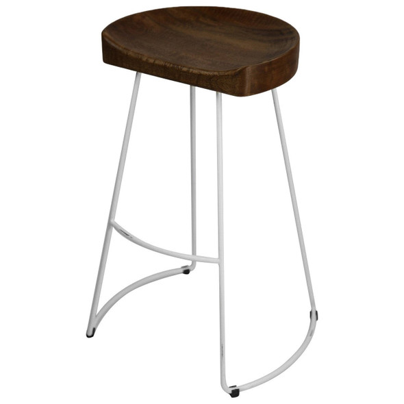 Tractor Stool 65cm - White Rustic - Industrial style