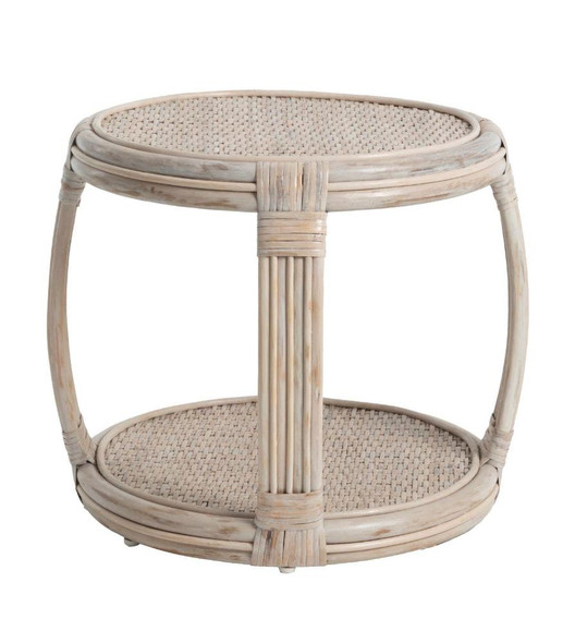 Amara Side Table - Antique White - N035-RATG-AW