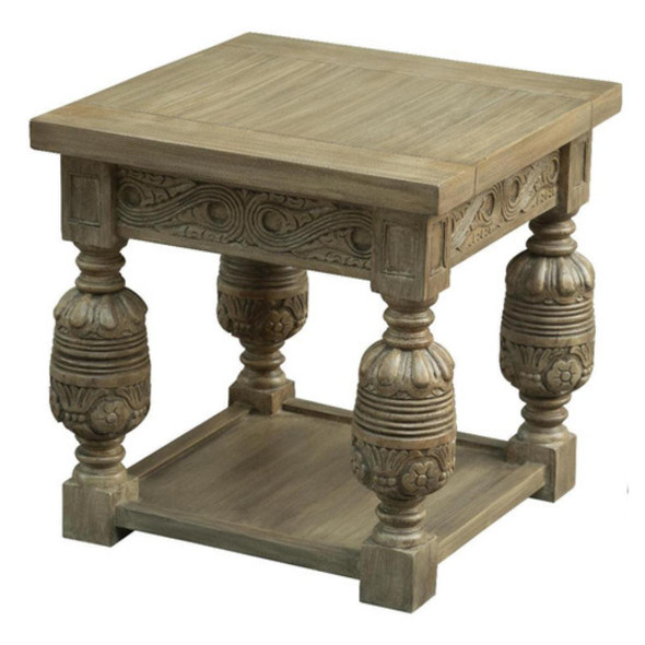 Casablanca Carved Side Table Mud Grey - TM072M-MG