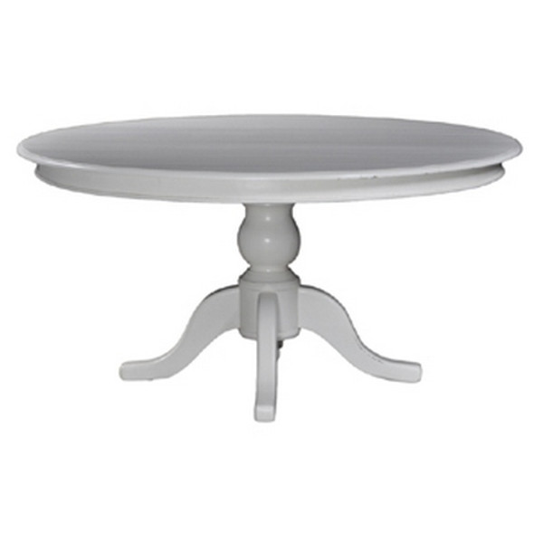 Farmhouse 150cm Round Pedestal Table - White Light Distressed - Size: 76H x 152W x 152D (cm) - Farmhouse style