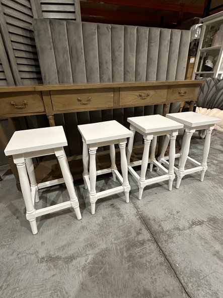 Provence Counter Stool - Architectural White Light Distressed - Solid Timber French Provincial style Kitchen furniture