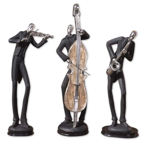 Musicians Decorative Figurines - Set/3 Contemporary style Sculpture Decor