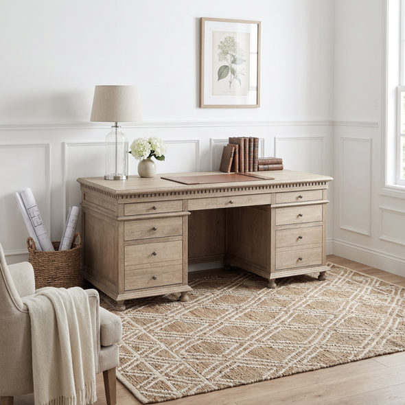 Westminster Desk - Weathered Oak - French Provincial style