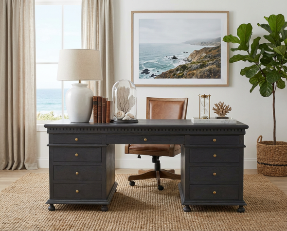 Westminster Desk - Black Oak - French Provincial style