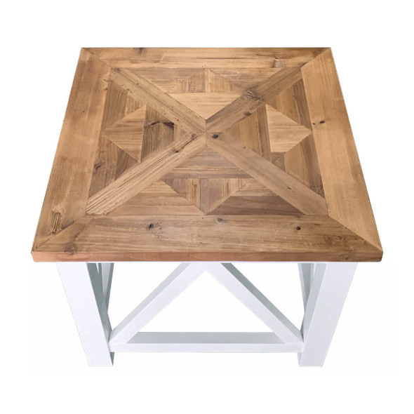 Portside Parquet Side Table - Size: 45H x 60W x 60D (cm) - Coastal style