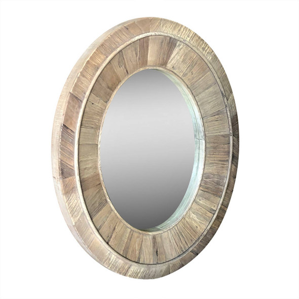 Brooklyn Oval Mirror - Reclaimed Elm - Size: 82H x 70W x 6D (cm) - Coastal style