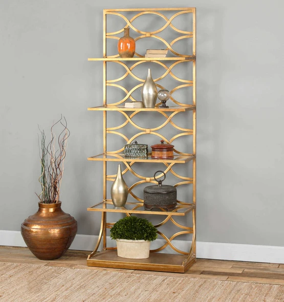 Lashaya Gold Etagere - Size: 203H x 76W x 32D (cm) - Contemporary style