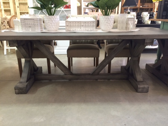 Hamptons X-Base Dining Table 240cm - Smokey Grey - Size: 76H x 244W x 102D (cm) - French Provincial style