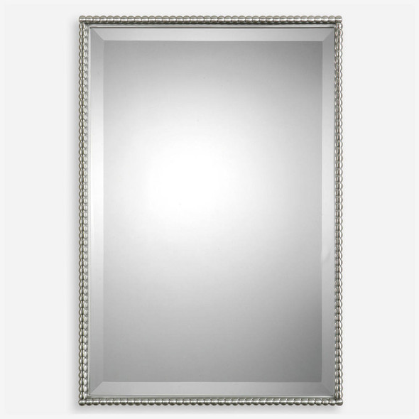 Sherise Brushed Nickel Mirror Contemporary style Wall Mirror Decor
