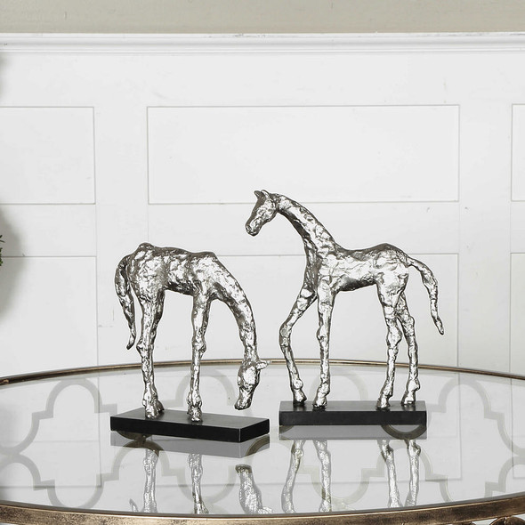 Let's Graze Horse Statues, S/2 - Size: 30H x 25W x 8D (cm) - Countryside style