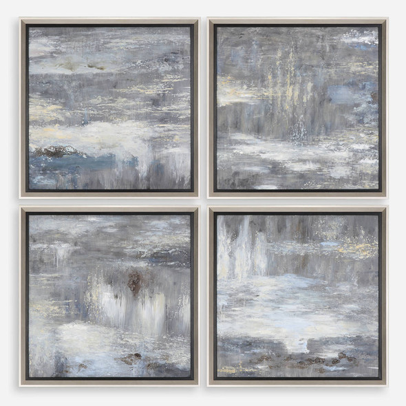 Shades Of Gray Hand Painted Art S/4 Mid-Century Modern style Painting Decor