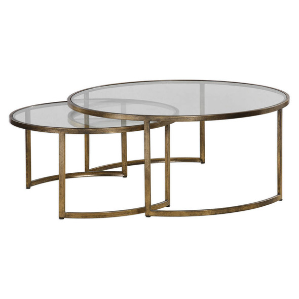 Rhea Nested Coffee Tables S/2 Mid-Century Modern style Accent Table Decor