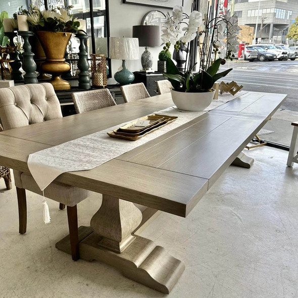 Provincial Trestle Dining Table 3m - Oak - Size: 305H x 120W x 76D (cm) - French Provincial style