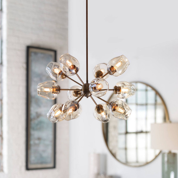 Chet 12 Light Sputnik Chandelier - Size: 51H x 83W x 83D (cm) - Mid-Century Modern style Chet 12 Light Sputnik Chandelier - Size: 51H x 83W x 83D (cm) - Mid-Century Modern style