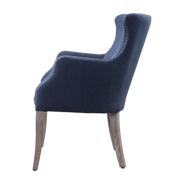 Yareena Blue Wing Chair - Sale on Mid-Century Modern style Accent Chairs