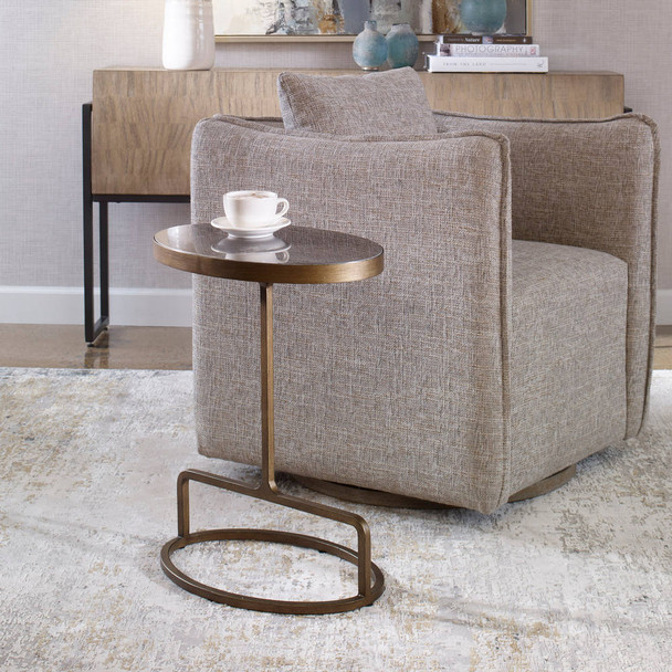 Jessenia Stone Accent Table - Size: 58H x 46W x 31D (cm) - Mid-Century Modern style Jessenia Stone Accent Table - Size: 58H x 46W x 31D (cm) - Mid-Century Modern style