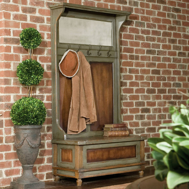 Riyo Distressed Hall Tree - Size: 186H x 104W x 48D (cm) - Mid-Century style