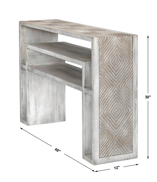 Genara Bone White Carved Console Table - Australia wide delivery