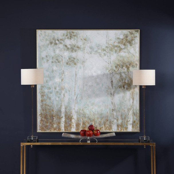 Cotton Woods Hand Painted Canvas - Size: 124H x 124W x 6D (cm) - Mid-Century Modern style