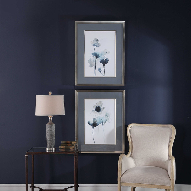 Midnight Blossoms Framed Prints Set/2 - Size: 89H x 69W x 6D (cm) - Organic style
