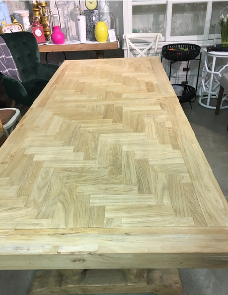 Seville Rustic Parquet Dining Table 240cm -Natural
