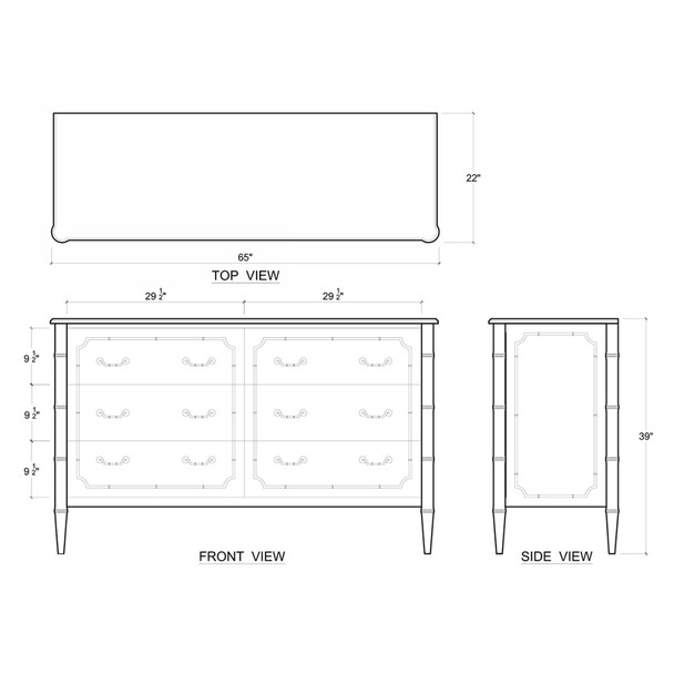 Chelsea Largish 6 Drawer Dresser - Hand made Oriental style Bedroom furniture