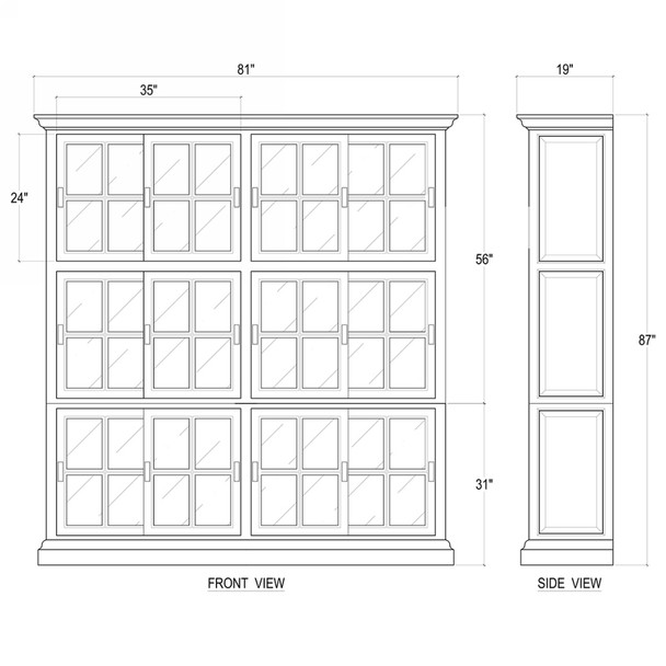 English Bookcase 2 Column w/ 12 LED - Solid Timber Traditional style Dining Room furniture