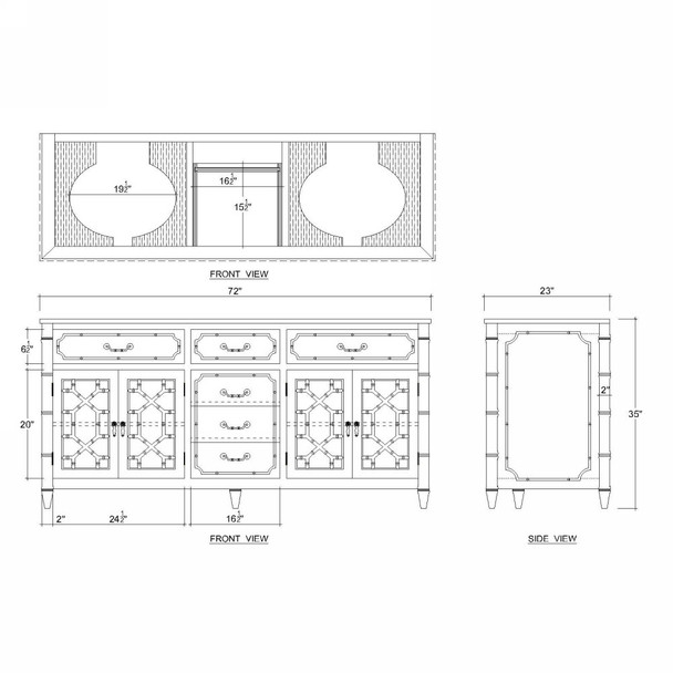 Grosvenor Double Vanity w/ out Marble & Sink - Size: 101H x 186W x 60D (cm)