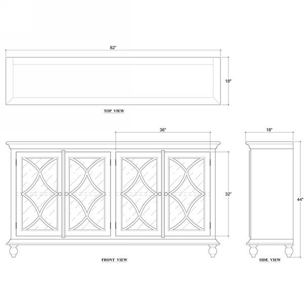 Hamilton 4 Door Buffet w/ 2 LED - Solid Timber French Provincial style Dining Room furniture