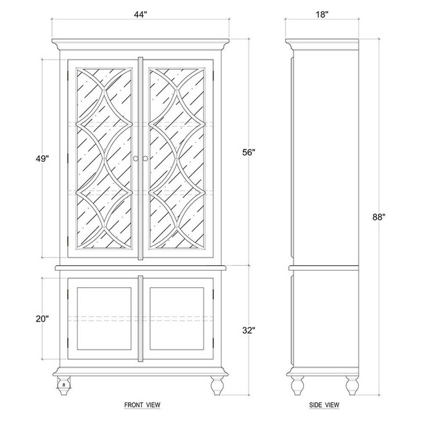Hamilton Display Cabinet w/ 2 LED - Hand made French Provincial style Dining Room furniture
