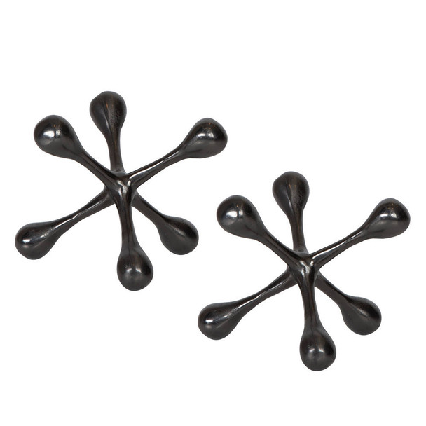 Harlan Black Nickel Objects - S/2 Contemporary style Sculpture Decor